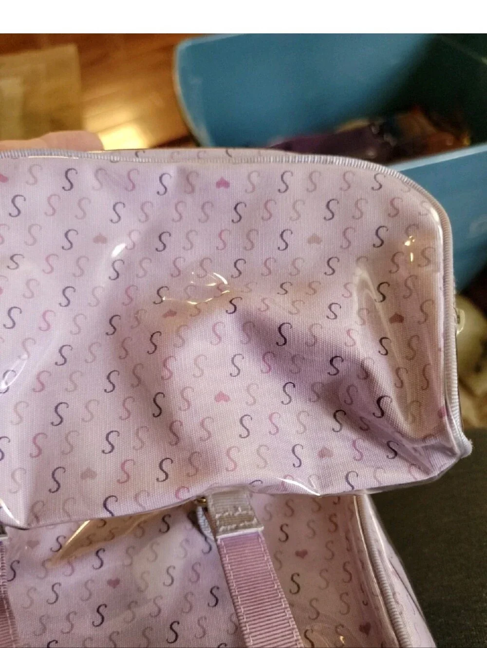 Liz Claiborne Lavender S Print Purse and Matching Cosmetic Bag